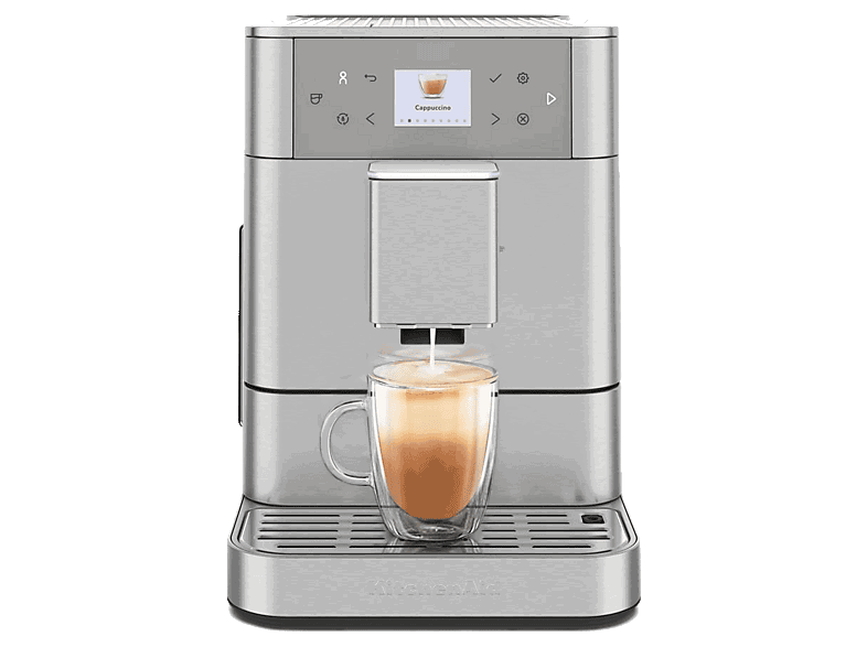 KitchenAid 5KES8556ESX, 15 bar, 1450W, 2 Tazas, Pantalla a color de 6cm, Depósito 2.2L, Limpieza Automática, Acero inoxidable