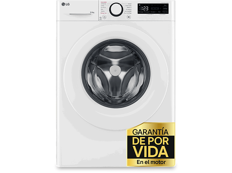 LG F4DR5009A3W, Serie 500, 9kg/6kg, 1400 rpm, 12 programas, Blanco