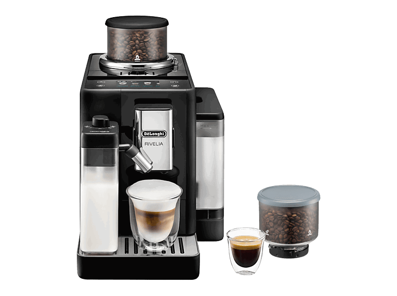 De'Longhi Rivelia EXAM440.55.B, 1450W, 19bar, Molinillo integrado, LatteCremaHot, Depósito leche, Táctil, 16 recetas, Negro