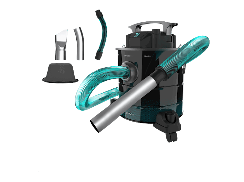 Cecotec Conga Ash 5000 Free, 1200 W, 20L, Depósito acero inoxidable, 18kPa, Boquilla 38mm, Extreme Suction, Negro