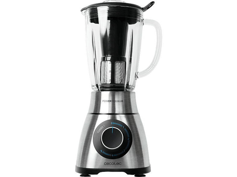 Cecotec Power Black Titanium 2000MAX PerfectMix, 1300 W, Recubrimiento titanio, 1.8 l, Inox