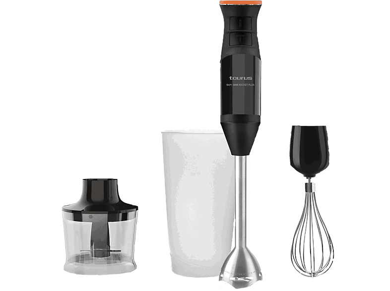 Taurus Bapi 1200 Rocket Plus , 1200W, Pica hielo, Cuchillas acero inoxidable, 20 velocidades, Turbo, libre BPA, Negro