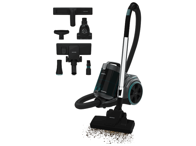 Cecotec Conga Rockstar Multicyclonic XL PowerStyle, 900 W, 170 AW, 20 kPa, Depósito 3.3 L, Doble HEPA, 8 m, Kit mascotas, Azul