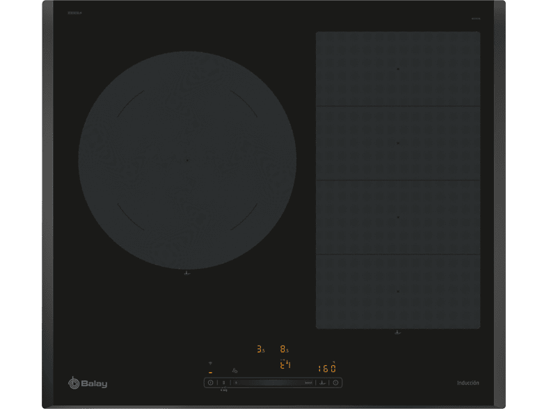Balay 3EB969LH, 2 zonas, 38 cm x 21 , Flex Inducción, Zona gigante 28 cm, 60 Negro