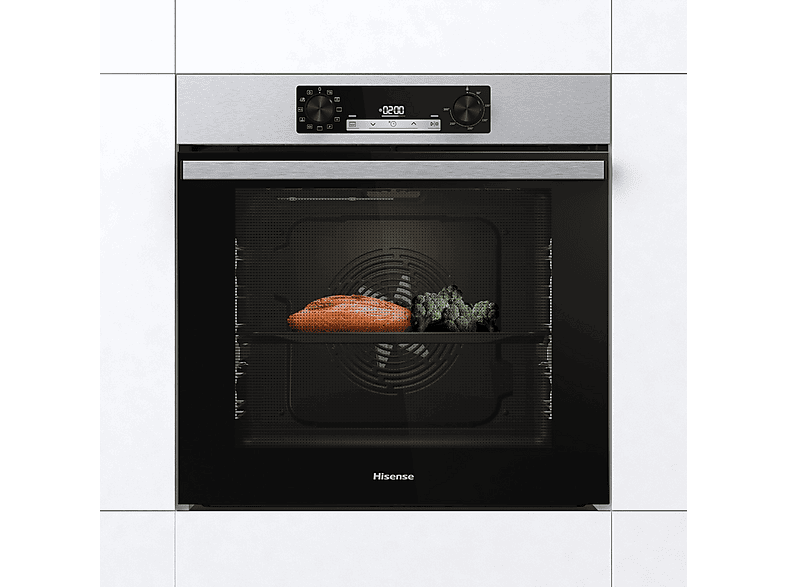 Hisense BI62216AXE2, Multifunción, Hidrolítica, 77 L, Cocción simultanea x 5, Guía telescopica, 59.5 cm, Acero Inox