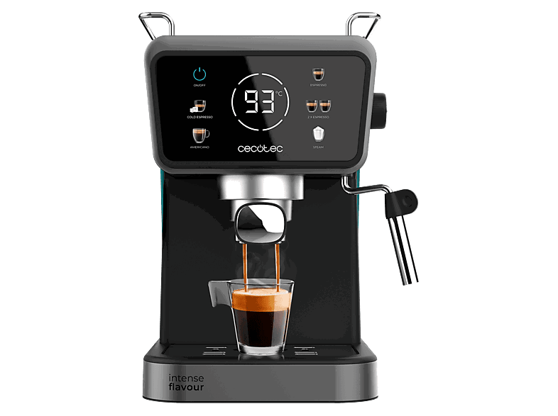 Cecotec Power Espresso Touch ColdBrew, 20 bares, Pantalla táctil, Café frío/templado/caliente, Vaporizador orientable, Negro