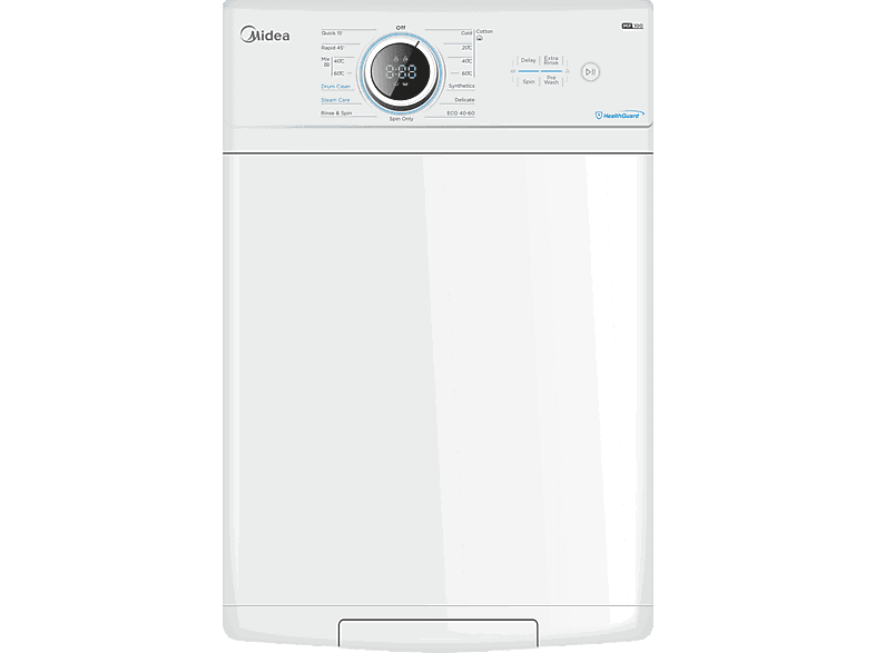 Midea MF100T70B/W-ES, 7 kg, 1200 rpm, 15 Programas, Monitor LED, Blanco
