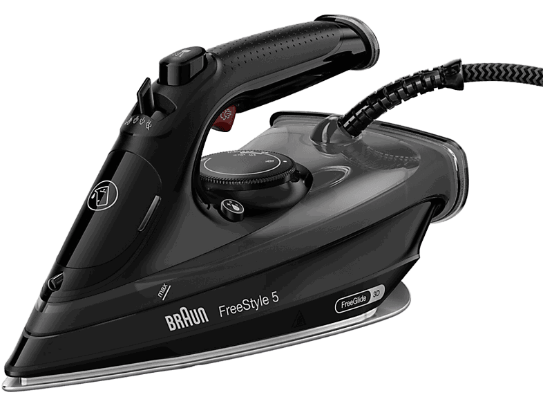 Braun FreeStyle 5 SI5088BK, 2800W, 0.3 l, Golpe 220 g/min, Suela FreeGlide 3D EloxalPlus, Asa ergonómica, Negro