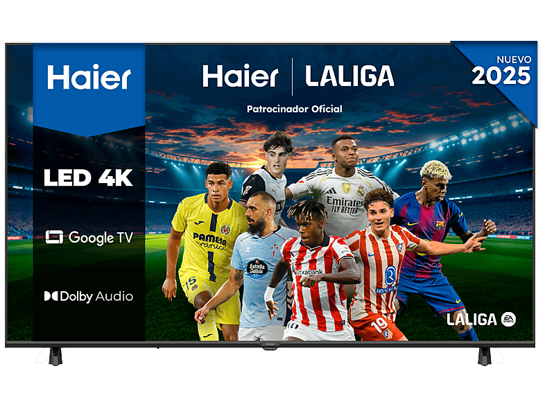 Haier H50K85FUX K85F Series , Smart (Google TV), HDR 4K, Direct LED, Dolby Audio, Sin marcos, Negro