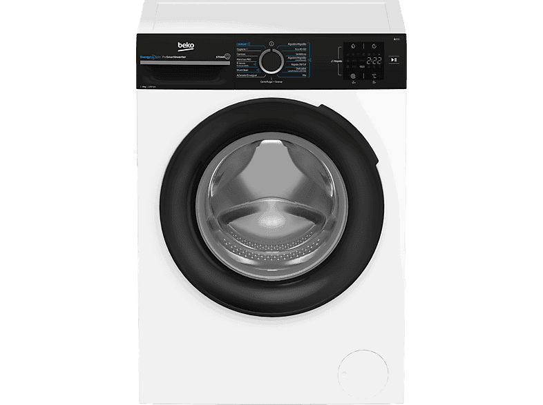 Beko Energy Spin BM3WFSU38213, 8 kg, 1200 rpm, 15 Programas, Motor ProSmart Inverter, Función Vapor, Blanco
