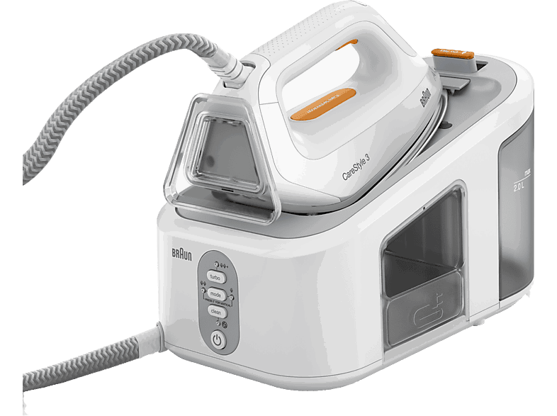 Braun CareStyle 3 IS3132WH, 2400 W, 2 l, 6 bar, 400 g/min potencia vapor, Suela FreeGlide 3D, Blanco/Gris