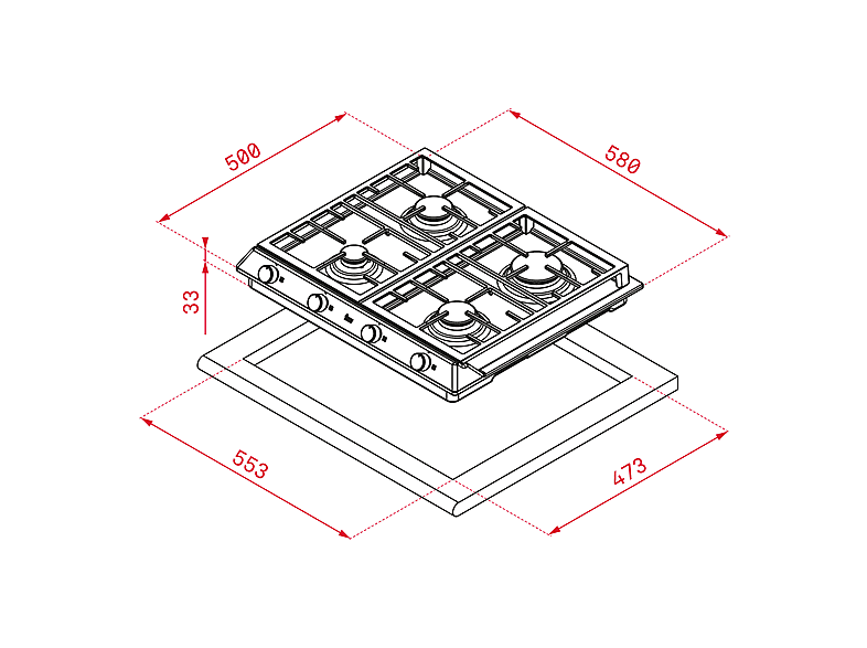 Teka 40212210 Ex 60.1 4 Gaialdrci, zonas, Gas natural, Acero inoxidable