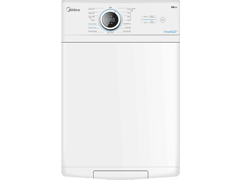 Midea MF100T80B/W-ES, 8 kg, 1300 rpm, 15 programas, Display, Blanco