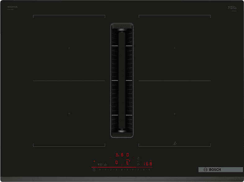 Bosch PVQ731H26E, Serie 6, 4 Zonas, 2 zonas Flex, 9, Función CombiInducción, PerfectFry Plus, 70 cm, Negro