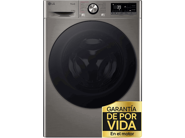 LG F4DR7011AGS, 11kg / 6kg, 1400 rpm, 14 programas, AI Direct Drive ™, Steam™, Inox antihuellas