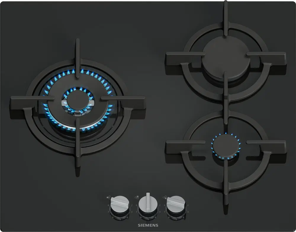 Siemens EP6A6CI10, 3 Zonas, 28 cm Zona grande, Gas natural, 59 cm, Negro