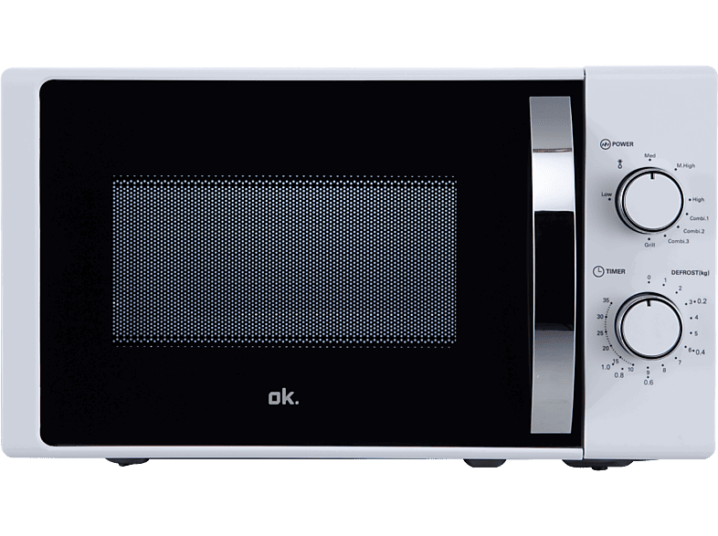 ok. OMWG 2024-3 W, 700W, Potencia máx Grill 1050W, 5 Niveles de Potencia, 20 l, Blanco
