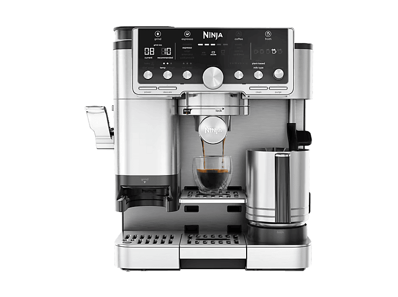Ninja Luxe Café Pro, 9 bar, 1650 W, Sistema de doble espuma, 29 configuraciones bebidas, Plata