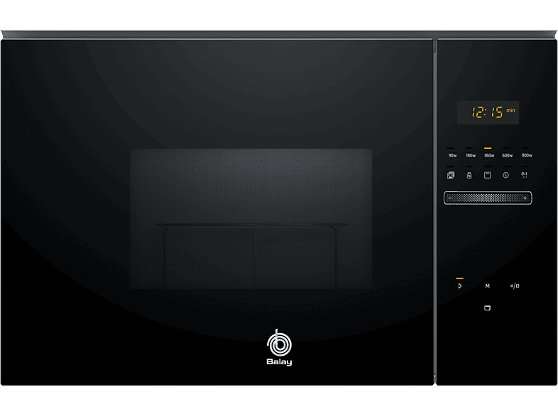 Balay 3CG5175N2, Serie cristal, 900 W, 5 niveles, 25 l, Limpieza Hidrolítica, Control deslizante, Negro