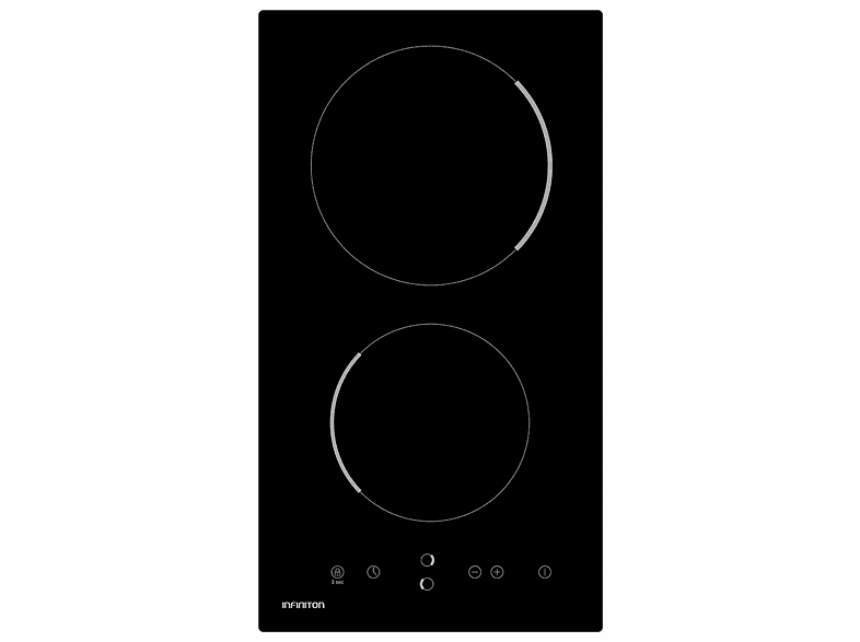 Infiniton VIT2FBN, Vitrocerámica, 2 zonas, Zona grande 20 cm, 30 Negro