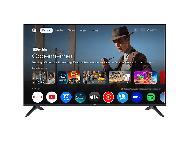 PEAQ PTV 43GQU-5025T, UHD 4K, Smart TV, DVB-T2, Google HDR10, Dolby Vision, Atmos, Triple Tuner, Negro