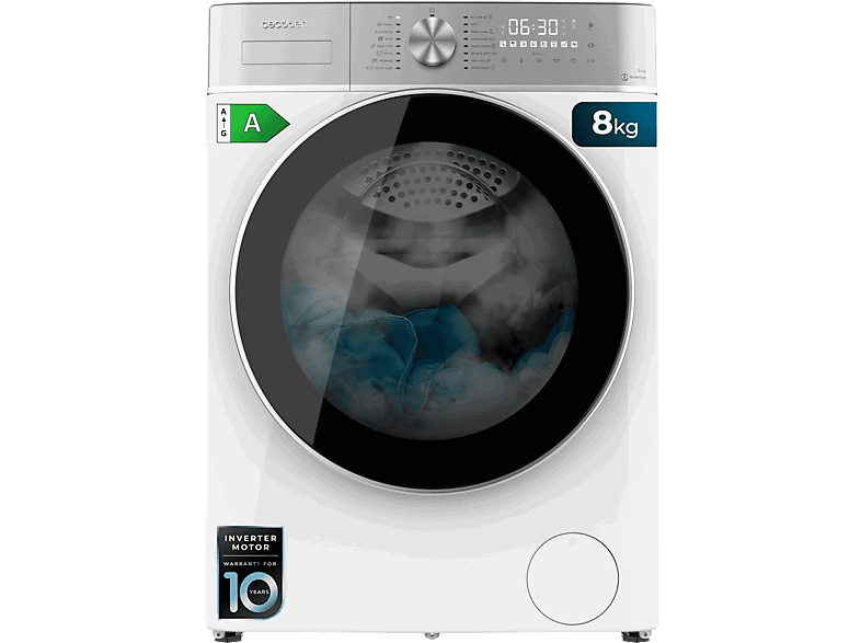 Cecotec Bolero DressCode 8800 Inverter A, 8 kg, 1400 rpm, Motor Plus, Carga automática, Display táctil XXL, White