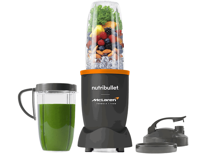 nutribullet McLaren F1 Team Pro 900W, Vaso personal portátil, 0.9 l/ 0.7 l, Cuchilla acero inoxidable, Sin BPA, Gris mate