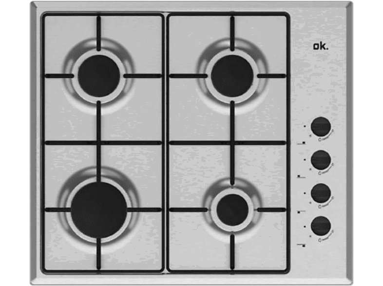 ok. OBH 4641-3, 4 zonas, Zona grande 10 cm, 58 Gas Butano, Acero inoxidable