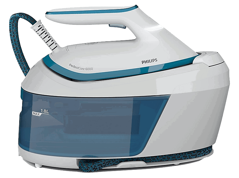 Philips PSG6022/20, 2400 W, Depósito 1,8 L, 6.5 bares, SteamGlide Plus, Blanco/Azul