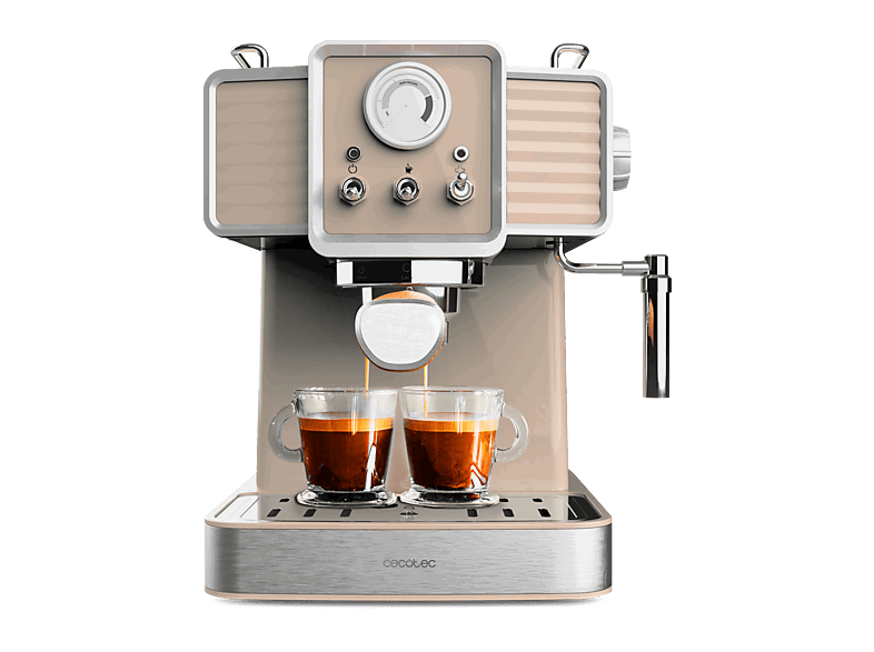 Cecotec Power Espresso 20 Tradizionale Light Beige, 1350W, bares, Manometro PressurePro, Thermoblock, Vaporizador, Multicolor