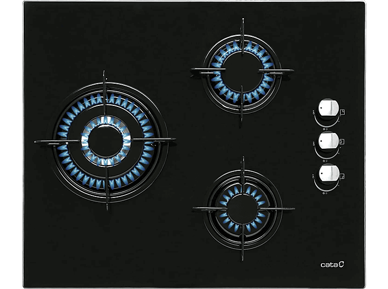 Cata CIB 6021 BK, 3 zonas, Gas butano, Hierro fundido, 59 cm, Negro