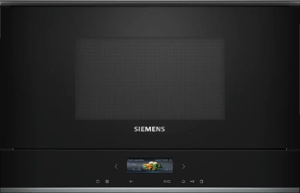 Siemens BF722L1B1, Serie iQ700 , 900 W, 5 niveles, limpieza humidClean, Función cookControl, 21 l, Negro