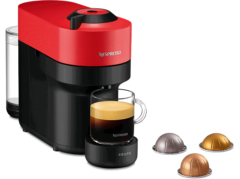 Nespresso® Krups Vertuo Pop XN920510, 1500 W, 0.56 L, Calentamiento 30 s, Tecnología Centrifusion™, Bluetooth, Wi-Fi, Spicy Red