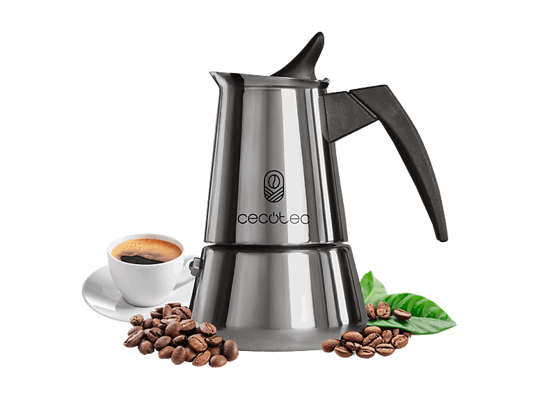 Cecotec Piccolina 600, 300 ml, 6 tazas, Apta para Inducción, Gas, Eléctrica y Vitrocerámica, Acero Inoxidable