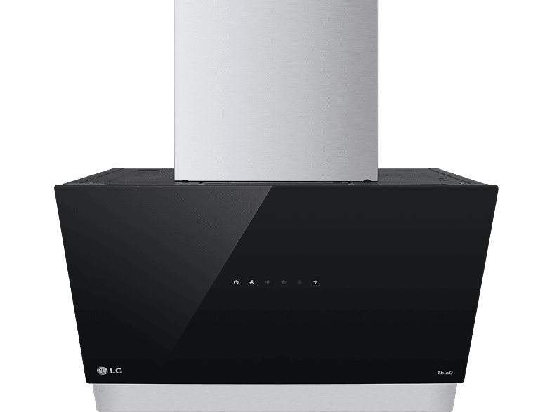 LG HCEZ2428B, 3 velocidades, 630 m³/h, 60 cm, Acero inoxidable y Cristal negro