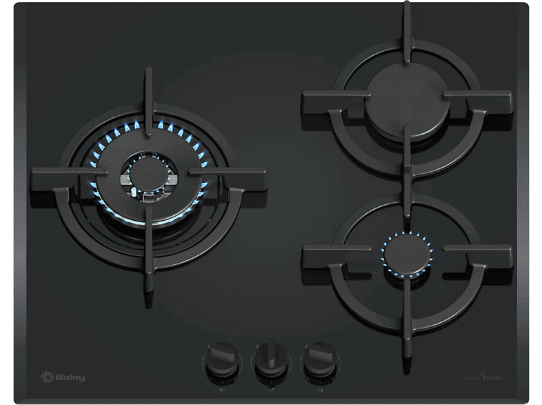 Balay 3ETG663RN, 3 Zonas, 23 cm Diámetro Zona 1, 59 Ancho, Hierro Fundido, Negro