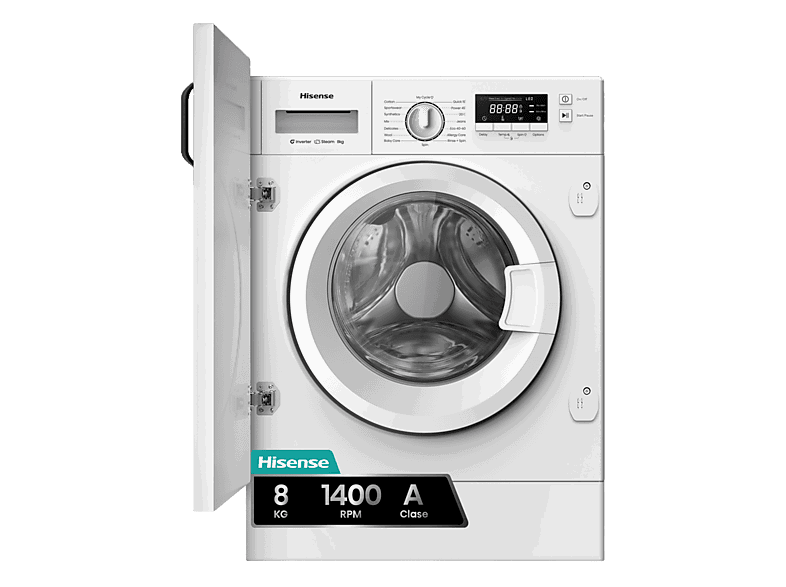 Hisense WF3M841BWIES, 8 kg, 1400 rpm, 15 programas, Secado Allergy Care, Clase A, Sin Panelar