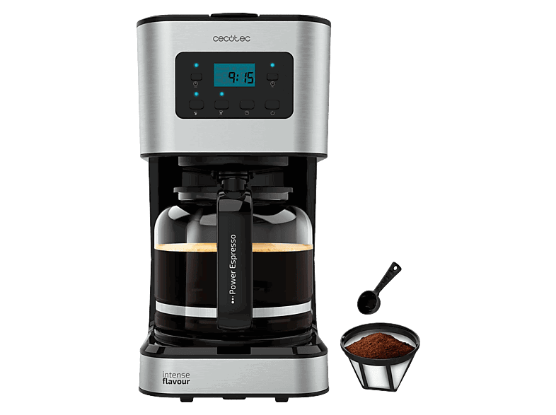 Cecotec programable, 950 W, 1.5 l, 12 tazas, Plata