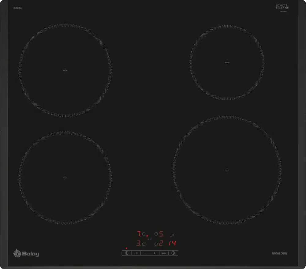 Balay 3EB961LR, 4 zonas, Función Programación, Sprint, 60 cm, Negro