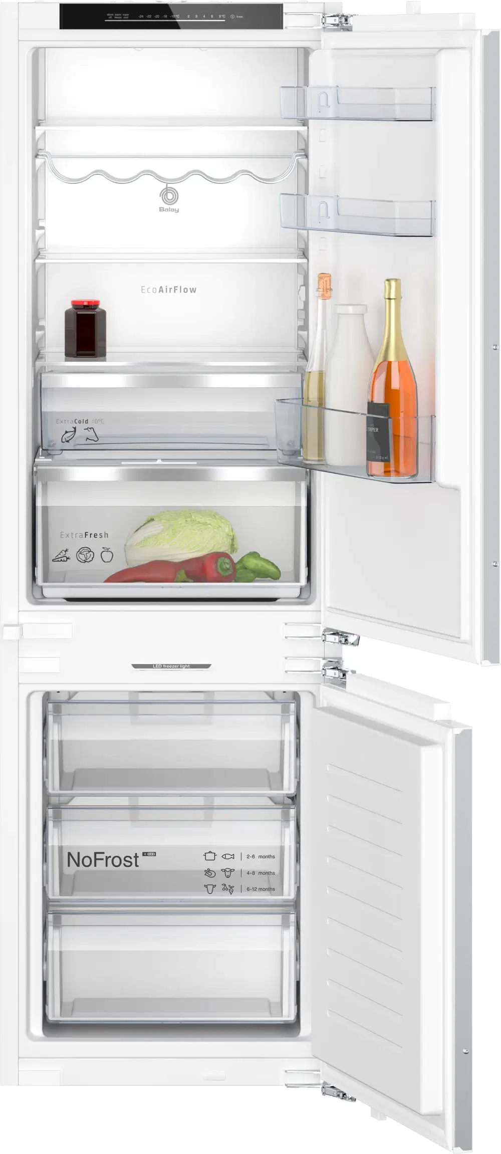Balay 3KID767F, No Frost, 177.2 cm, 260 l, Cajón ExtraFresh, Extra Cold, Blanco panelable