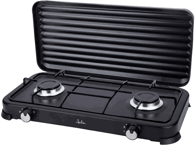 Jata JECG2702, 2 zonas, Para gases licuados propano y butano, Portátil, Tapa, 59.5 cm, Negro