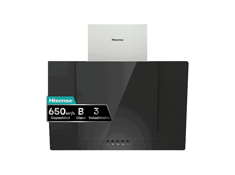 Hisense CH6IN6BXBG, 3 Velocidades, 650 m³/h, Luz LED, 60 cm, Cristal Negro