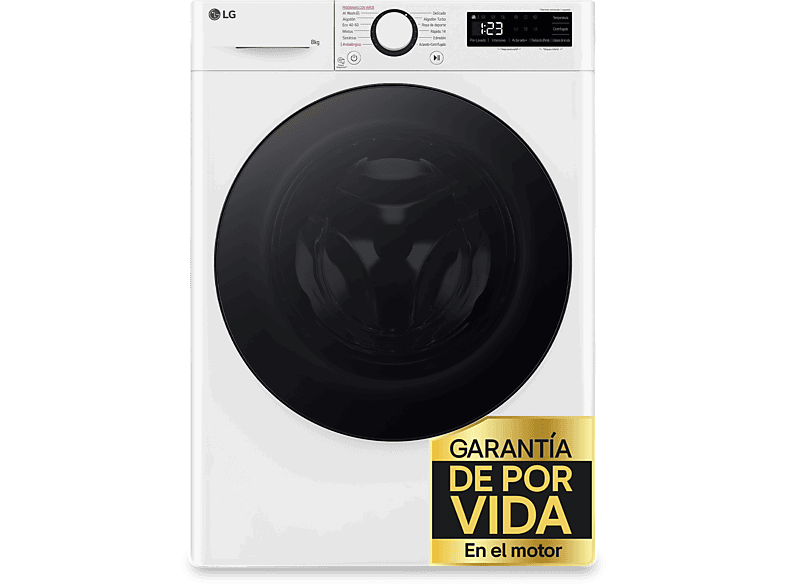 LG F2WR5S08AGW, Serie fondo especial 500, 8 kg, 1200 rpm, 12 programas, AI Direct Drive™, Steam™, Blanco