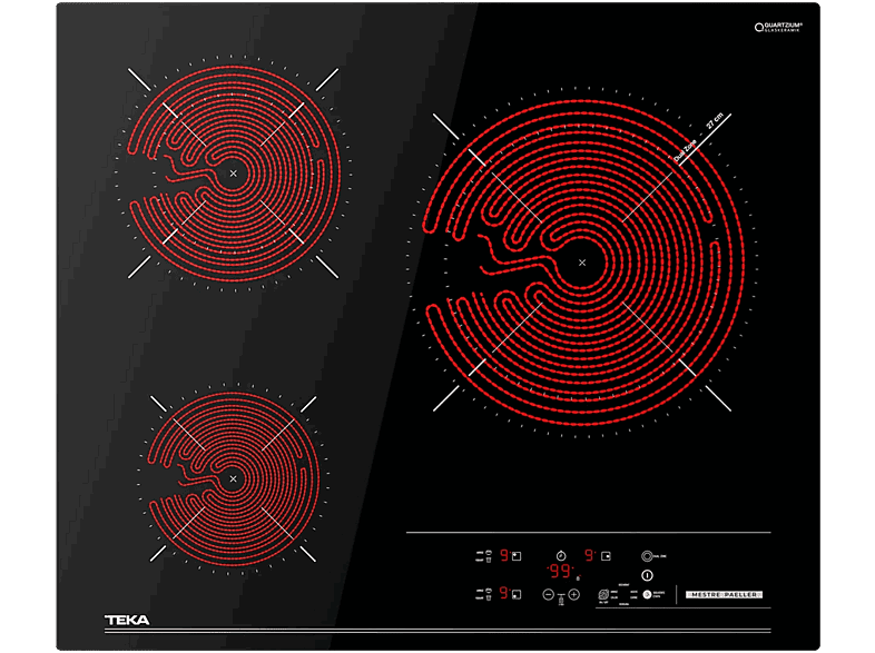 Teka TBC 63620, 3 Zonas, 27 cm Zona Grande, 60 cm, 5300W, Táctil, Negro