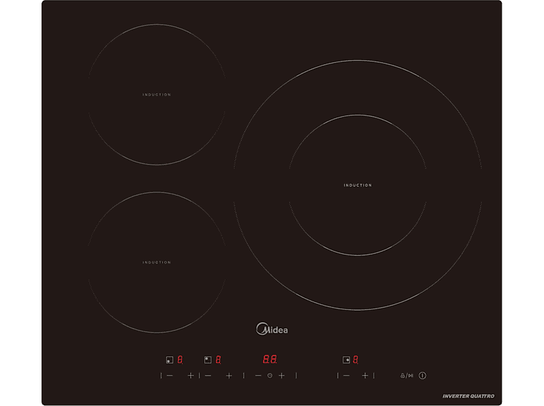 Midea MIH740T467K0, 3 Zonas, 32 cm Zona Grande, 59 Ancho, 9 Niveles de Potencia, Negro