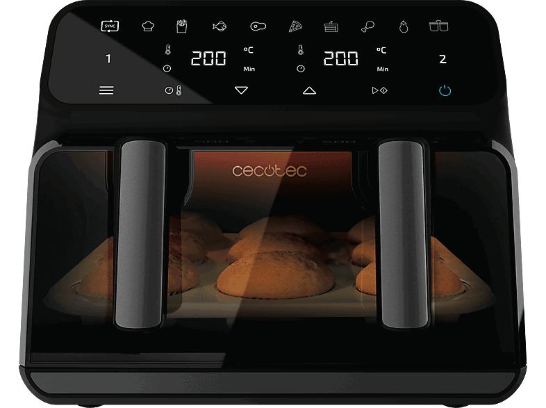 Cecotec Cecofry Advance 9000 Window, 2200 W, 9 L, Opción dividir la cubeta en dos 4.5 6 Modos, Black