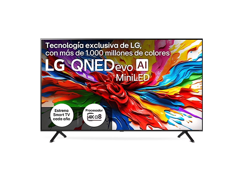 LG 65QNED92A6A, UHD 4K, Procesador Inteligente α8 AI Processor 4K Gen2, Smart TV, DVB-T2 (H.265), Negro