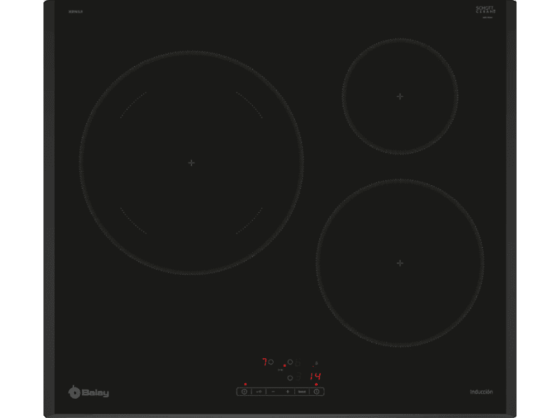 Balay 3EB965LR, 3 zonas, Zona Gigante 28 cm, Control táctil, Negro