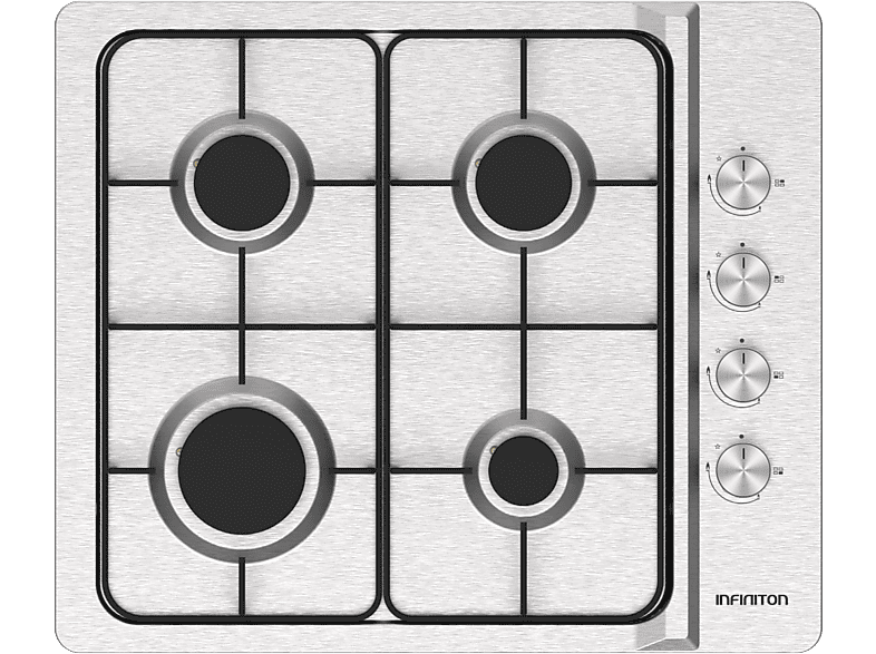 Infiniton GAS4BNAI, 4 Fuegos, 60 cm, Integrable, Apagado Automático, Gas Butano, Inox