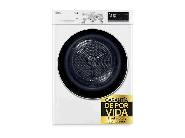 LG RH90V9AV3N, 9 kg, 14 programas, Eco Hybrid™, ThinQ™, Blanco